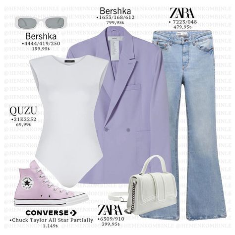 Purple Blazer Outfit, Outfit Hijab Casual, Purple Outfit, Looks Jeans, Purple Blazer, Summer Blazer, Girls F, Blazer Outfit, Purple Outfits