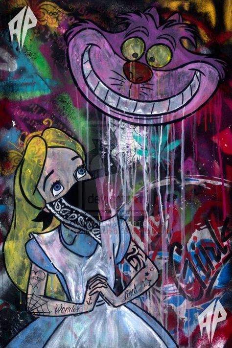 Alice in wonderland graffiti art Alice In Wonderland Graffiti, Alice In Wonderland Pop Art, Trippy Alice In Wonderland Art, Images Pop Art, Alice In Wonderland Drawings, Punk Disney, Arte Peculiar, Alice And Wonderland Quotes, Dark Disney