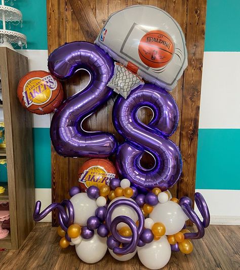 Leslie Hicks on Instagram: “Special order for a very special 28th Birthday Boy! 🎂🍰🍦🎈🎈Men Bouquets Available too! Order your loved ones a quarantined balloon bouquet!…” Basketball Balloons, Happy 28th Birthday, Man Bouquet, 9 Birthday, Balloon Creations, 28th Birthday, Yellow Balloons, Balloon Ideas, Boys Basketball