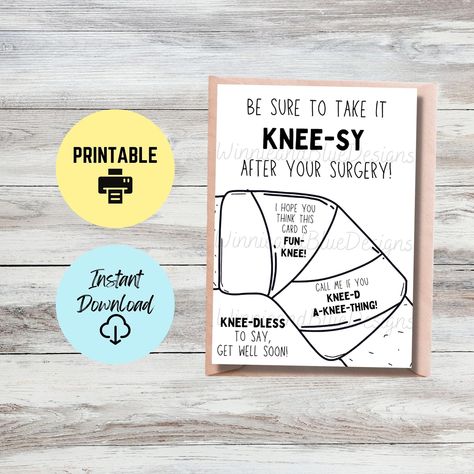 Knee Puns, Recovery Cards, Get Well Soon Card, Knee Surgery, Knee Replacement, Get Well Soon, Get Well Cards, E Card, Get Well