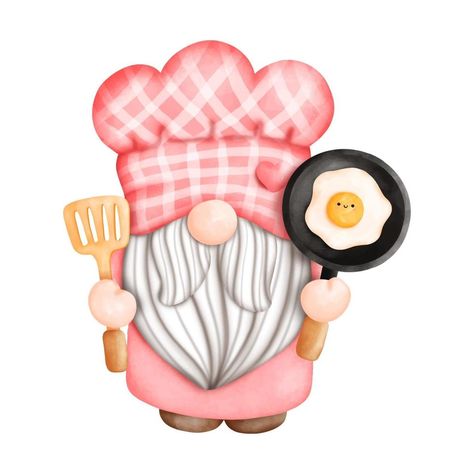 Chef Gnomes, Gnome Chef, Kitchen Vector, Chef Gnome, Watercolor Gnome, Gnome Wallpaper, Diy Cookbook, Gnome Pictures, Glass Painting Designs