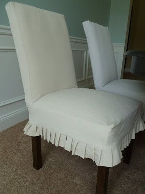 Only From Scratch: Slipcovered Parsons Chairs for the Dining Room Parson Chair Covers, Reupholster Chair Dining, Diy Furniture Chair, Style Dining Room, Dining Room Chair Covers, Reupholster Chair, Vintage Dining Room, Dining Chair Slipcovers, Parsons Chairs