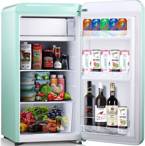 Retro Mini Fridge, Small Fridge, Commercial Ice Maker, Mini Fridge With Freezer, Compact Fridge, Beverage Fridge, Removable Shelves, Small Fridges, Small Refrigerator