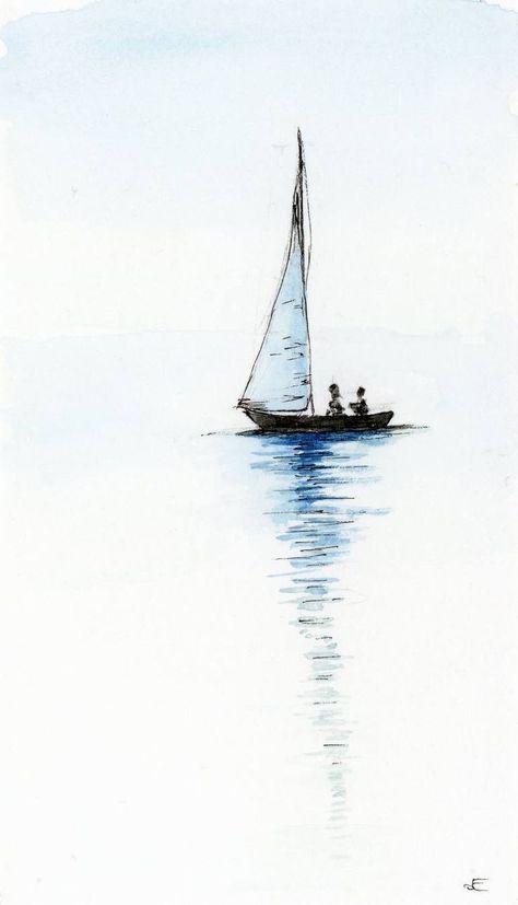 Sailboat Drawing, Watercolor Boat, Boat Drawing, Sailboat Art, Watercolor Paintings For Beginners, Diy Watercolor Painting, Boat Painting, Art Gallery Wallpaper, Watercolor Ink