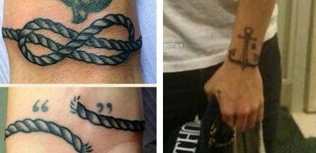 Read this! It talks about how harry covered up his "i cant change"  tattoo with the anchor. http://www.sugarscape.com/main-topics/lads/1010207/harry-styles-gets-new-anchor-tattoo-cover-his-%E2%80%98i-can%E2%80%99t-change%E2%80%99-writing-pics Harry Styles Anchor Tattoo, Tatuajes Harry Styles, Harry Styles And Louis Tomlinson, Change Tattoo, One Direction Louis Tomlinson, Harry Styles Tattoos, One Direction Louis, Anchor Tattoos, Anchor Tattoo