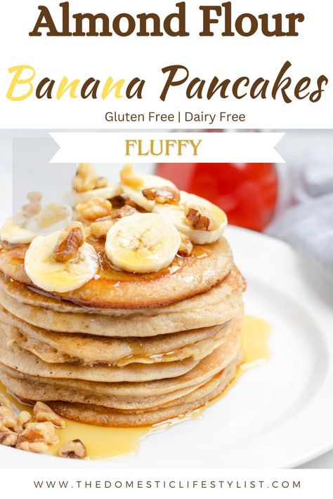 Guilt-free mornings start with these Gluten-Free, Dairy-Free Almond Flour Banana Pancakes! Fluffy, flavorful, and perfect for a wholesome breakfast. It's a delicious twist on a delicious classic. Pancakes With Almond Flour, Almond Flour Banana Pancakes, Almond Flour Banana, Gluten Free Banana Pancakes, Pancakes Fluffy, Gluten Free Recipes For Breakfast, Banana Coconut, Banana Pancakes, Gluten Free Breakfasts