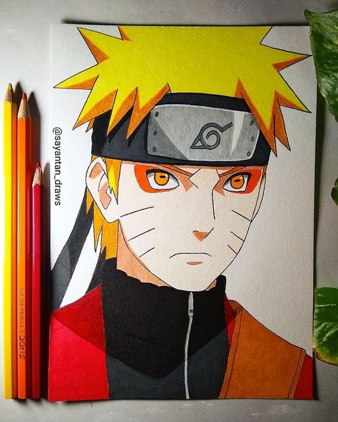 𝐒𝐚𝐲𝐚𝐧𝐭𝐚𝐧 𝐑𝐨𝐲 | 𝐀𝐧𝐢𝐦𝐞 & 𝐂𝐚𝐫𝐭𝐨𝐨𝐧 𝐀𝐫𝐭𝐢𝐬𝐭 👨‍🎨 | Naruto's Sage Mode 🔥 Follow me for daily anime artworks @sayantan_draws ✨ Materials👇 . . . Doms colour pencils . Ohuhu dual tip markers... | Instagram Anime Drawing Coloured, Naruto Sage Mode, Dual Tip Markers, Naruto Sage, Sage Mode, Photo Naruto, Watercolor Art Face, Drawing Books, Cartoon Artist