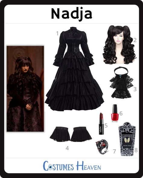 Nadja Wwdits Cosplay, Nadja Costume What We Do In The Shadows, Nadia And Lazlo Costume, Nadja Halloween Costume, Nadia What We Do In The Shadows Costume, Wwdits Nadja Outfit, Nadia Costume, Lazlo And Nadja Costume, Victorian Vampire Costume Women