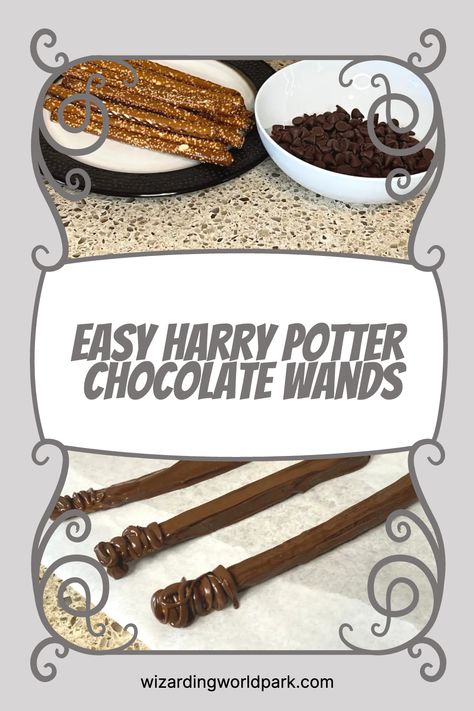 Harry Potter Chocolate Wands, Harry Potter Pretzel Wands, Harry Potter Snacks Easy, Pretzel Wands, Kids Bake Sale, Hollywood Vacation, Harry Potter Food Ideas, Diy Harry Potter Wands, Harry Potter Chocolate