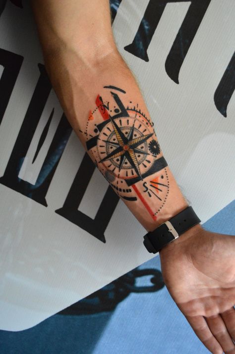 Arte Trash Polka, Globe Tattoos, Forearm Band Tattoos, Compass Tattoo Design, Forarm Tattoos, Wrist Tattoos For Guys, Cool Forearm Tattoos, Tatuaje A Color, Trash Polka