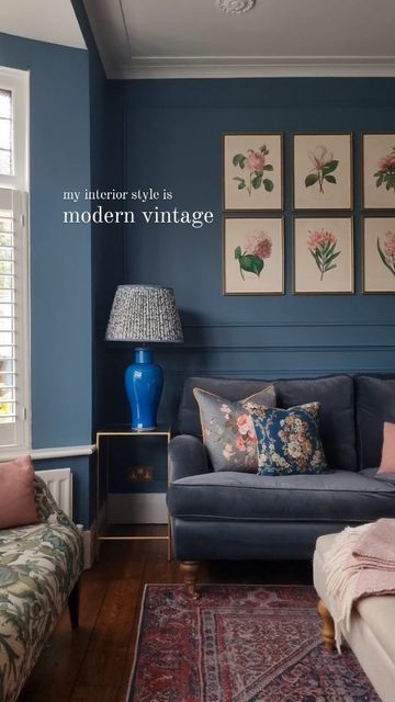 Bm Blue Paint Colors, Vintage Bedroom Ideas, Earthy Living Room, Times Of The Day, Popular Paint Colors, Timeless Interiors, Eclectic Modern, Modern Vintage Home, Vintage Bedroom