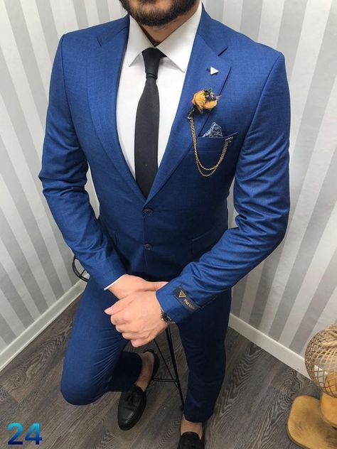 Blue Mens Suit, Men Suits Blue, Terno Slim, Royal Blue Suit, Blue Suit Men, Slim Fit Suit Men, Dinner Suit, Formal Fashion, Blue Tuxedos