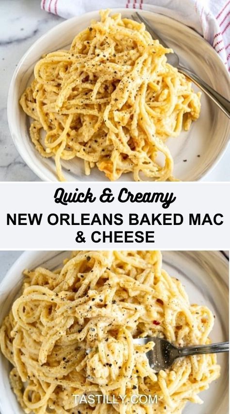 New Orleans-style mac & cheese using spaghetti and three kinds of cheese! The creamiest comfort food ever. 🧀🍝 #CheesyDelights #FamilyDinners Creamy Shrimp Enchiladas, Macaroni Spaghetti, Baked Dish, Macaroni Cheese Recipes, New Orleans Style, Mac Cheese Recipes, Baked Mac N Cheese, Baked Mac, Elbow Macaroni