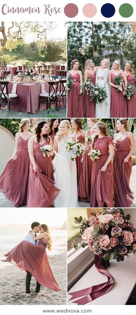 Wedding Motif Color, Cinnamon Rose Wedding, November Wedding Colors, Bridesmaid Color Scheme, Cinnamon Rose, Wedding Color Ideas, Wedding Motifs, Wedding Color Trends, Rose Bridesmaid Dresses