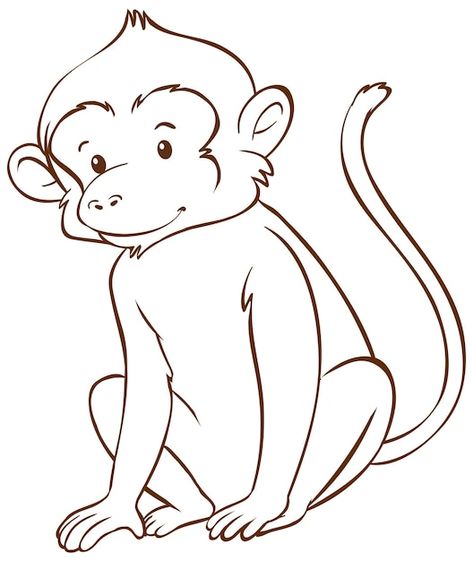 Monkey in doodle simple style on white b... | Free Vector #Freepik #freevector Monkey Outline, Doodle Simple, Line Drawing Images, Monkey Drawing, Line Art Images, Doodle Art Drawing, Canvas Drawings, Book Art Drawings, Wildlife Photography