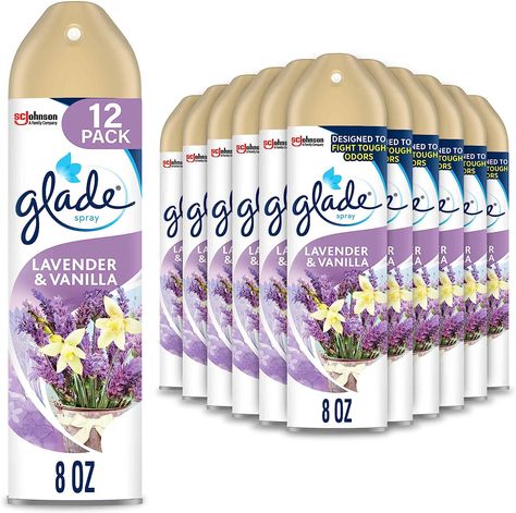 Glade Aerosol Air Freshener, Lavender and Vanilla, 8 Ounce (Pack of 12) Floral Clouds, Fresh Room, Lavender And Vanilla, Lavender Spray, Lavender Vanilla, 7 Hours, Grocery Shop, Room Spray, White Tea