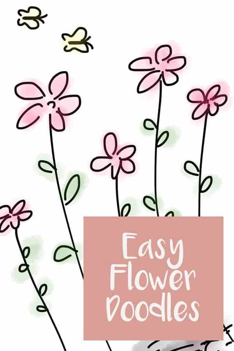 So many cute flower doodling ideas - watch the video tutorials and download the free printable worksheet How To Draw Simple Flowers Doodles, Meditation Prompts, Easy Flower Doodles, Flower Doodling, Botanical Doodles, Mini Doodles, Flowers Doodles, Doodling Ideas, Doodle Art For Beginners