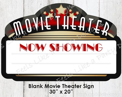 Movie Theater Sign, Movie Party Sign,  Blank Movie Theater Sign Instant Download. Movie Theater Sign, Movie Banner, Night Cinema, Theater Sign, Movie Theater Decor, Cinema Sign, Cinema Decor, Theatre Sign, Movie Themed Party