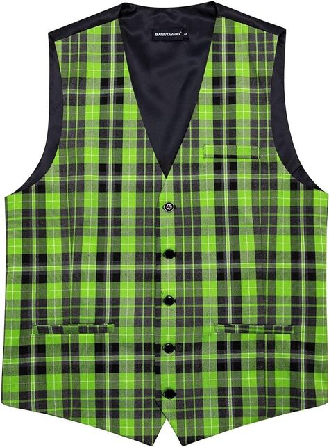 Barry.Wang Mens Plaid Vest Black Green Check Formal/Casual Suit Party Waistcoat Tuxedo at Amazon Men’s Clothing store Plaid Vest Men, Business Vest, Herringbone Vest, Dress Vest, Formal Suit, Plaid Vest, Tie Shirt, Fathers Day Sale, Tuxedo Suit