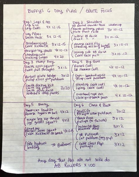 Buffy's 6 day split bodybuilding workout  Heavy focus on GLUTES  Instagram @aka_buffy Facebook.com/Brandi.j.foster Arm Split Workout, Buffy Body Workout, Woman Bodybuilding Workouts, Workout Split 6 Day Women Gym, Workout Split 5 Day Women Glutes, Workout Split Glute Focus, 6 Day Gym Workout Plan For Women, Buff Workouts, Leg Focused Workout Split