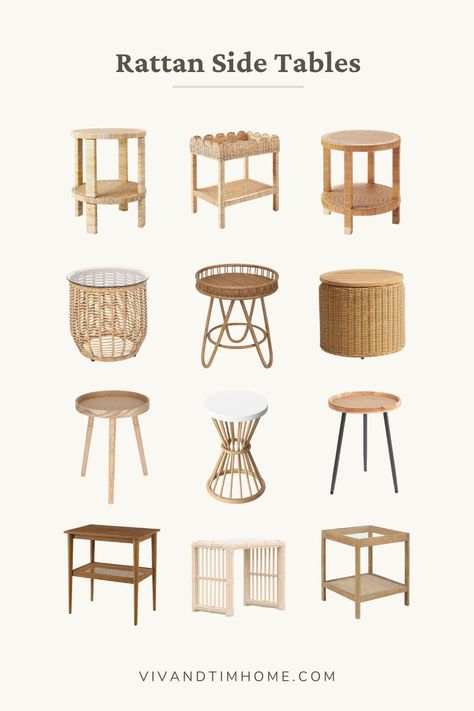 Best Rattan Furniture: 13+ Trending Ideas For Every Room Coastal Side Table, Boho End Table, Boho Living Room Decor Ideas, Rattan Furniture Living Room, Coastal Style Home, Boho Side Table, Expensive Decor, Modern Boho Living Room, Wicker Coffee Table