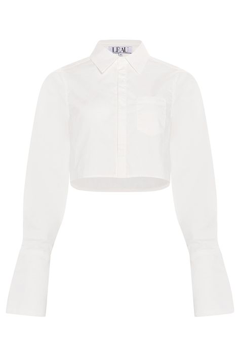 Coval Cropped Button Up Top - White. Girls Outwear, Satin Bralette, Satin Corset Top, Satin Corset Dress, Vegan Leather Pants, White Long Sleeves, Statement Outfit, Dresses Satin, Corset Tops