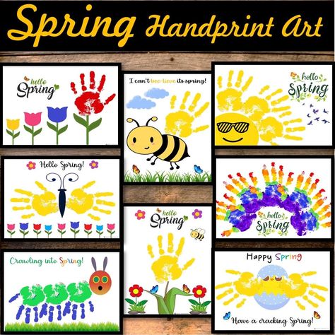 Spring handprint craft for preschool and kindergarten Spring Handprint Art, Appreciation Crafts, Spring Toddler Crafts, Spring Arts And Crafts, Spring Crafts Preschool, Spring Art Projects, Spring Craft, Spring Crafts For Kids, Daycare Activities