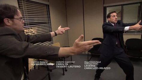 The Office - Murder Mexican Standoff - for @Ellie Cothren Mexican Standoff, Dunder Mifflin, Me Tv, The Office, Holding Hands, Pop Culture, Created By, Tv, On Twitter