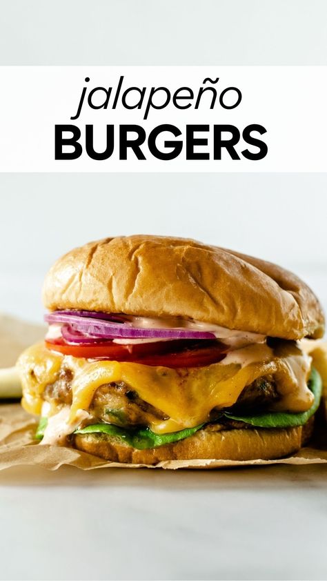 Move over traditional cheeseburgers– these juicy cheddar jalapeño turkey burgers are the star now! Loaded with flavor from the jalapeño peppers, garlic, smoke paprika, onion powder and Worcestershire sauce stuffed with gooey melted cheddar cheese throughout. This jalapeño turkey burger recipe will be favorite in no time! #burgers #turkeyburgers #jalapenoburgers Jalapeño Turkey Burgers, Jalapeno Burger Recipe, Jalapeno Burger, Ground Turkey Recipes Easy, Turkey Burger Recipe, Burger Recipes Beef, Star Now, Jalapeño Peppers, Comfort Casseroles