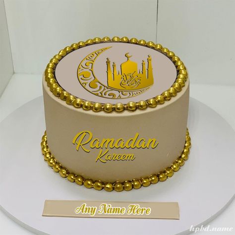 Write Your Name On Ramadan Mubarak Cake Ramadan Cakes, Eid Cakes, Ramadan Cake, Ramadan Mubarak Cake, Ramadan Cake Design, Ramadhan Cakes, Ramadan Cake Ideas, Eid Mubarak Cake Design, Ramadan Kareem Cake Design