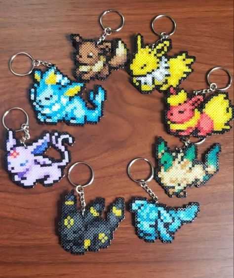 Eevee Evolutions Perler Beads, Evee Evolution Perler Beads, Umbreon Perler Bead Pattern, Hama Beads Patterns Pokemon, Pokemon Beads Pattern, Pin Art Ideas, Eevee Perler, Pokémon Perler Beads, Perler Bead Pokemon