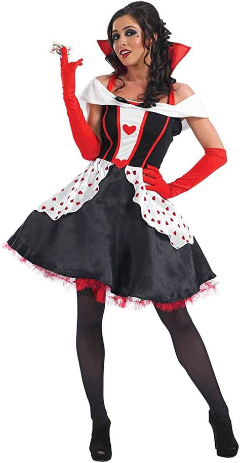 AmazonSmile: Womens Fairytale Queen Costume Adults Gown Short Hearts Dress - Large: Clothing Queen Of Hearts Fancy Dress, Plus Size Fancy Dresses, Red Queen Costume, Queen Of Hearts Halloween Costume, Karneval Diy, Queen Of Hearts Halloween, Costume Carnaval, Ladies Fancy Dress, Heart Costume