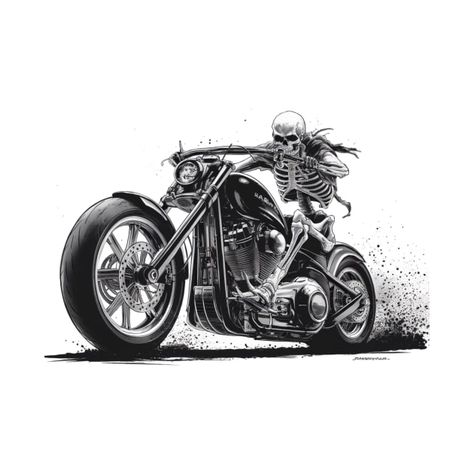 Motorcycle skeleton Rider by nomadicx Harley Davidson Drawing, Biker Tattoos Designs, Skeleton Motorcycle, Bike Artwork, Biker Tattoos, Motorcycle Drawing, Bike Drawing, Harley Davidson Art, Image Reference