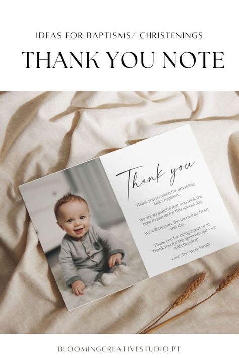 Thank You Card for Baptism/Christening with photo Baptism Thank You Cards, Thank You Template, Template Printable, Christening, Gratitude, Thank You Cards, Instant Download, Thank You