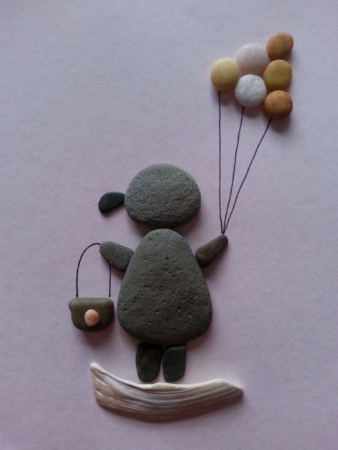 Diy Tableau, Its A Girl Balloons, Rock And Pebbles, Balloons Birthday, Art Rock, Mason Jar Gifts, Stone Crafts, Rock Design