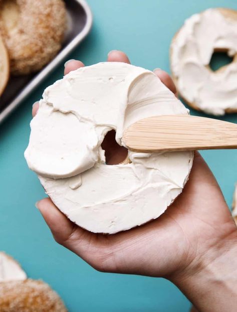 Vegan Cream Cheese Homemade Vegan Cream Cheese, Empathy Poster, Non Dairy Cream Cheese, Poster Moodboard, Vegan Cream Cheese Recipe, Recipes Using Cream Cheese, Vegan Catering, Vegan Bagel, Snacks Sweet