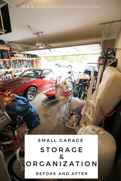 Finished 2 Car Garage Ideas, Budget Friendly Garage Organization, Organizing Small Garage, Budget Garage Organization, Small Garage Storage Solutions, Small Garage Organization Ideas Space Saving, Garage Organization Before And After, Small 2 Car Garage Organization, Garage Makeover Before And After