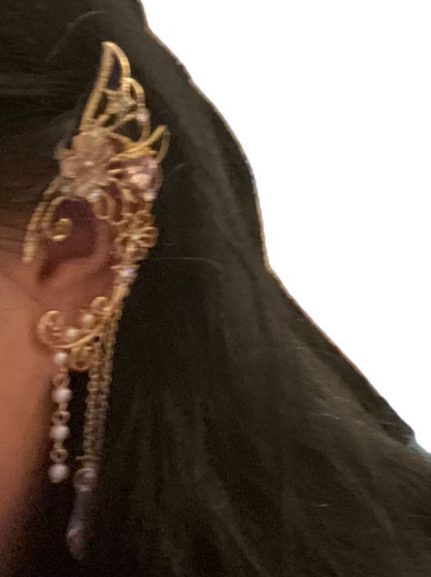 Earring Spots On Ear, Fairy Ears Aesthetic, Fairy Aesthetic Accessories, Pointy Ears Aesthetic, Fairy Earrings Aesthetic, Elf Ears Aesthetic, Fairy Accessories Jewellery, Fairy Jewelry Aesthetic, Full Ear Earrings