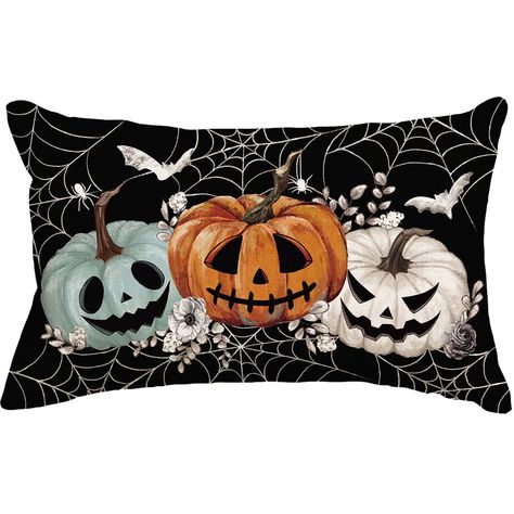 PRICES MAY VARY. 100% Polyester Fabric and Design: Lumbar throw pillow cover is made of soft canvas,comfortable to the touch. Halloween decoration pillow uses HD printing, with original aesthetic design, adding an unique spooky atmosphere to your Halloween decorations Standard Size and Invisible Zipper: The Halloween throw pillow cover is suitable for 12 x 20 or smaller pillow. As it is handmade, there'll be deviation sometimes. Lumbar pillow case uses invisible zipper side seams, easy to put on Pumpkin Spider Web, Halloween Pillow Case, Halloween Pillows Covers, Bat Pumpkin, Halloween Throw Pillow, Halloween Pillow, Pumpkin Spider, Couch Decor, Pumpkin Halloween Decorations