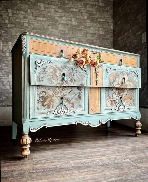 Paint On Furniture, Typography Stencil, Turquoise Furniture, Decoupage Papers, Decoupage Glass, Paint Line, Furniture Renovation, Annie Sloan Chalk Paint, Decorative Paper