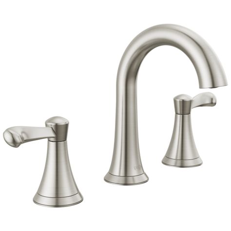 Delta Esato Spotshield Brushed Nickel 2-handle 8-in widespread WaterSense Mid-arc Bathroom Sink Faucet with Drain in the Bathroom Sink Faucets department at Lowes.com Bathroom Faucets Brushed Nickel, Bathroom Sink Drain, Widespread Bathroom Faucet, Soaking Bathtubs, Delta Faucets, Single Sink Bathroom Vanity, Lavatory Faucet, Faucet Handles, Single Sink