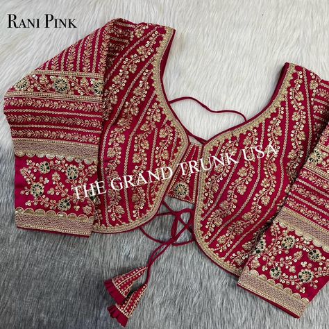 Blouse Design For Plus Size Women Indian, Blouses Indian, Indian Wedding Saree, Blouse Crop, Rani Pink, Wedding Saree Blouse, Color Blouse, Wedding Saree Indian, Heavy Embroidery