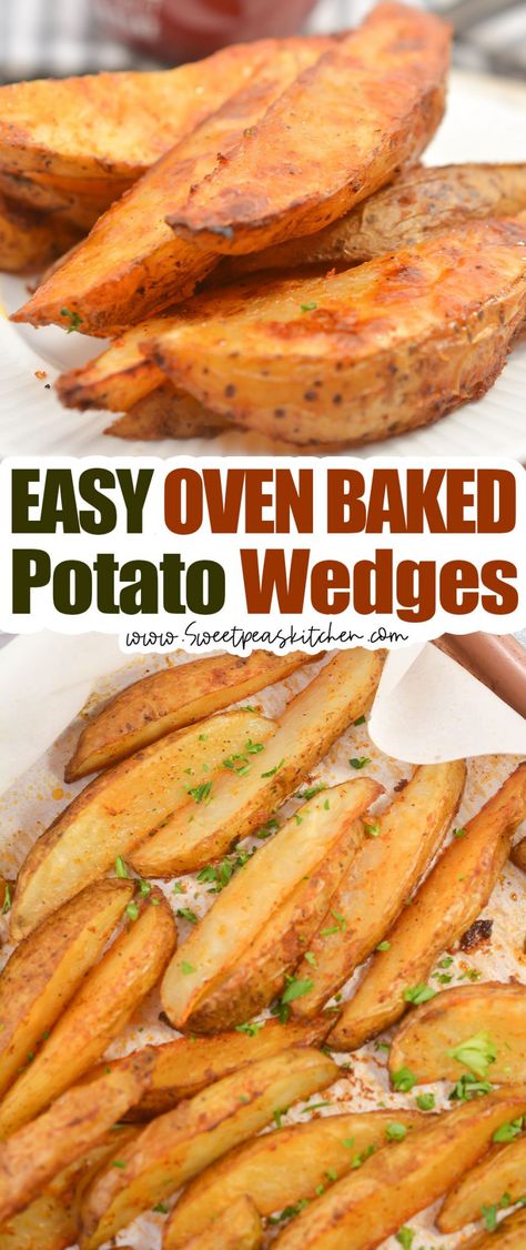 Potato Wedge Fries Oven, Baked Potato Slices In Oven, Baked Potato Wedges In The Oven, Oven Fried Potatoes Wedges, Wedge Potatoes, Oven Wedges, Oven Baked Potato Wedges, Baked Potato Wedges Recipe, Potato Oven