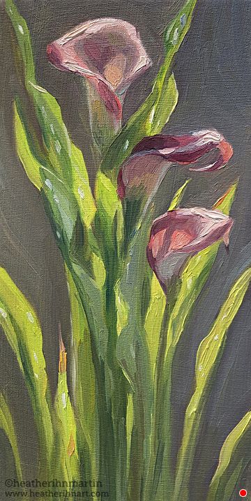 Calla Lilies by Heather Martin, Oil, 8 x 4 x .75 Heather Martin, Driftwood Art Diy, Deco Wallpaper, Carpet Ideas, Oil Painting Inspiration, Lily Painting, Theme Nature, Art Deco Wallpaper, Sketchbook Art Inspiration