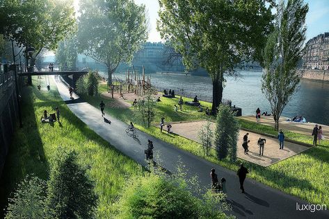 VILLE DE PARIS - Seine - Paris, FR | Luxigon | Flickr Paris Seine, Linear Park, Eco City, Urban Landscape Design, Park Landscape, La Rive, Landscape Architecture Design, Urban Park, Landscape Plans