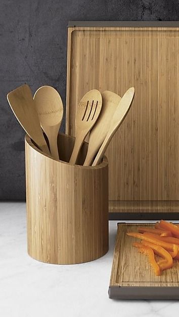 Bamboo Kitchen Accessories, Kitchen Wood Accessories, Beautiful Appliances, Kitchen Window Treatments Diy, Wood Kitchen Accessories, Wooden Utensil Holder, Bamboo Kitchen Utensils, Wooden Kitchen Accessories, College Kitchen