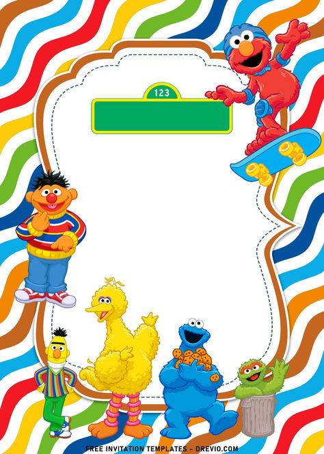 Blank Elmo Birthday Invitations, Elmo Birthday Party Invitations, Sesame Street Birthday Invitations Free, Elmo Party Invitations, Sesame Street Invitations Template Free, Sesame Street Background, Sesame Street Printables, Everything Is Gonna Be Okay, Sesame Street Birthday Invitation