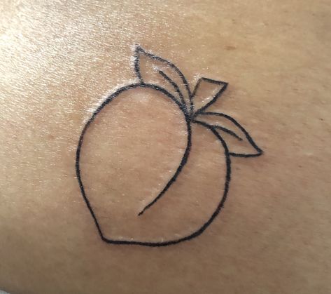 Peach Tattoos For Women, Cute Small Peach Tattoo, Small Peach Tattoo Simple, Ga Peach Tattoo, Peach Tattoo Small Outline, Peach Emoji Tattoo, Peach Outline Tattoo, Peach Tattoo Buttcheek, Tiny Peach Tattoo