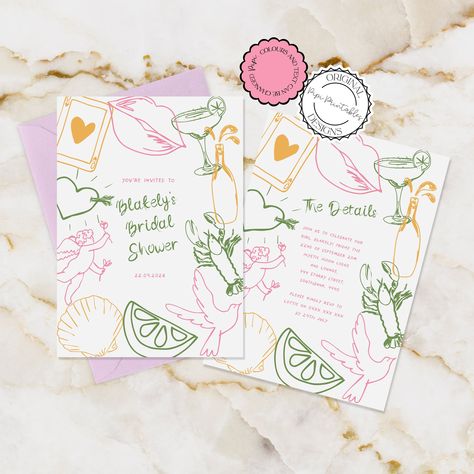 Illustrated Bridal Shower Invitation Template Hand Drawn Scribble Illustrations Bachelorette Invites Fun Handwritten Bridal Brunch Invite # by PipiPrintables on Etsy Bachelorette Invites, Invitations Ideas, Bridal Brunch Invitations, Bachelorette Invitations, Brunch Invitations, Bridal Shower Invitations Templates, Carton Invitation, Invitation Baby Shower, Bridal Brunch