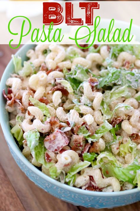 Corkscrew pasta with a creamy dressing and full of crunchy bacon, lettuce and tomato. The perfect pasta recipe! Everyone raves about this salad! Blt Macaroni Salad, Perfect Blt, Corkscrew Pasta, Blt Pasta Salad, Bacon Lettuce Tomato, Blt Pasta, Blt Pasta Salads, Celery Salt, Best Macaroni Salad